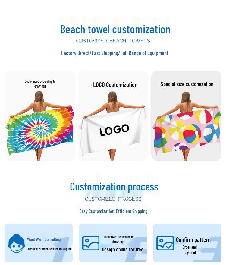 Large Quick-Drying Italian Lemon Print Towel with Blue & White Stripes - Absorbent Beach, Bath, Swim, Picnic Mat