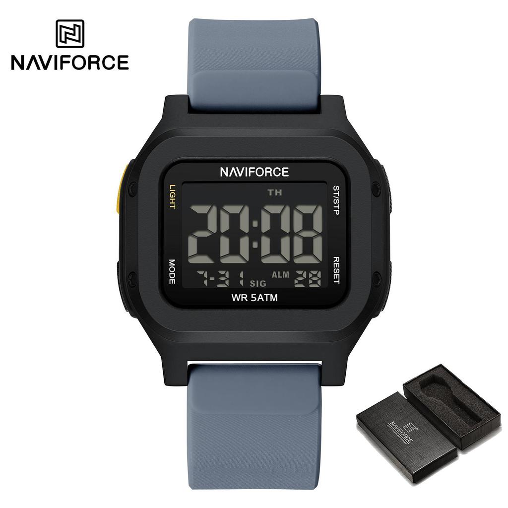 NAVIFORCE Original Men Digital Watch Square Case Silicone Strap Waterproof Calendar Date Chronograph Alarm Men Sports Leisure Watch NF7137