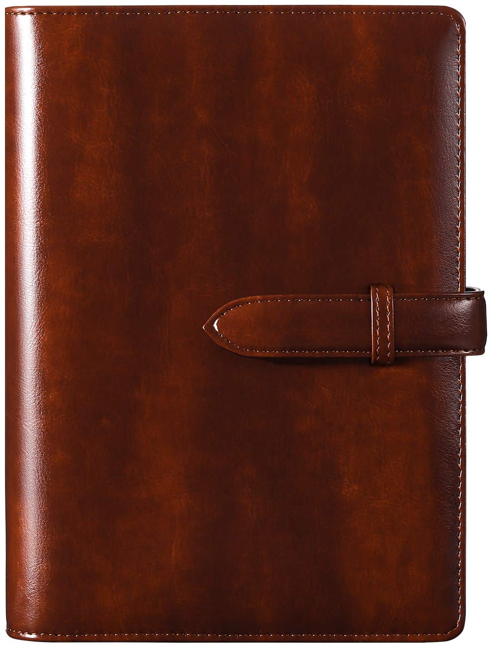

System Planner A5 Notebook Ring Memo Pad with Refills Schedule Book Card Storage Leather A5 Business Planner Office Supplies [RIHUA] 6-Hole (Brown)