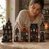 Wooden Halloween House Tabletop Village Set of 6, Vintage Decor for Shelf Mantel