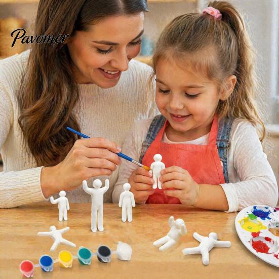 Creative Desktop Decorations 3D Printed Paintable Figurines, Unpainted Pure White Character Handmade Painting Collectibles Models, DIY Multi-Pose