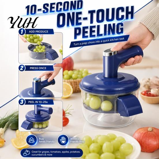 Stainless Steel Peeling Tool Automatic Electric Fruit Vegetable Peeler, Compact Kitchen Tool, Garlic Peeler Portable One-Click Operation Food Blender