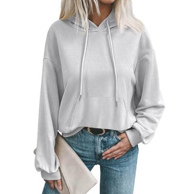 Damen Modischer Herbst und Winter Einfarbig Lässiger Lockerer Kopf Langarm Kapuzenpullover