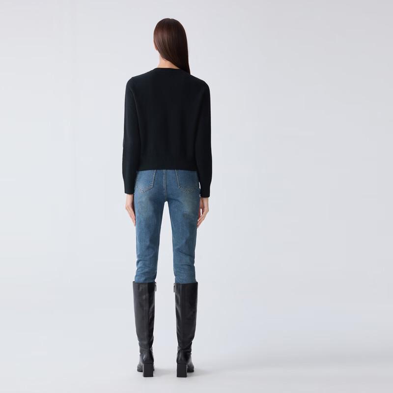 ELLASSAY Women's Round Neck Cashmere Blend Cardigan Sweater
