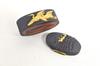 Yoshioka Inabanosuke Fuchi Kashira Gold Inlaid Crane and Three Chicks Edo Japan