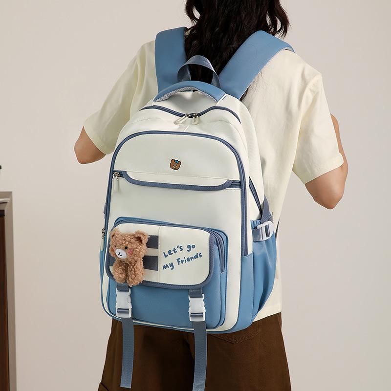 Schoolbag Wholesale New Student Backpack Large Capacity Cute High Value Trendy School Bag Youth College Wind Backpack