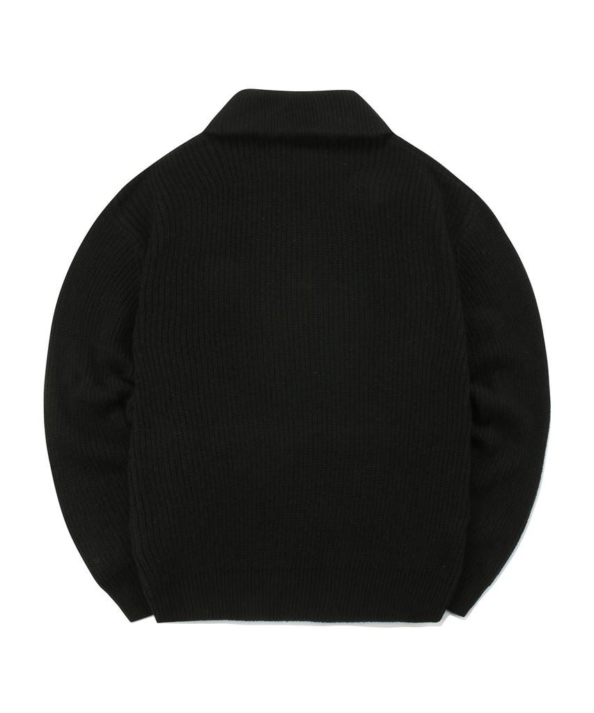COLUMBIA UNIVERSITY 1754 Crown Overfit Half Zip-Up Sweater Black