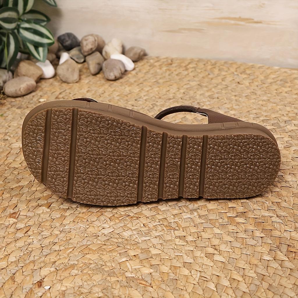 Plus Size Women's Summer New Arrival Flat Round-Toe Soft-Sole Covered-Toe Strappy Artistic Sandals