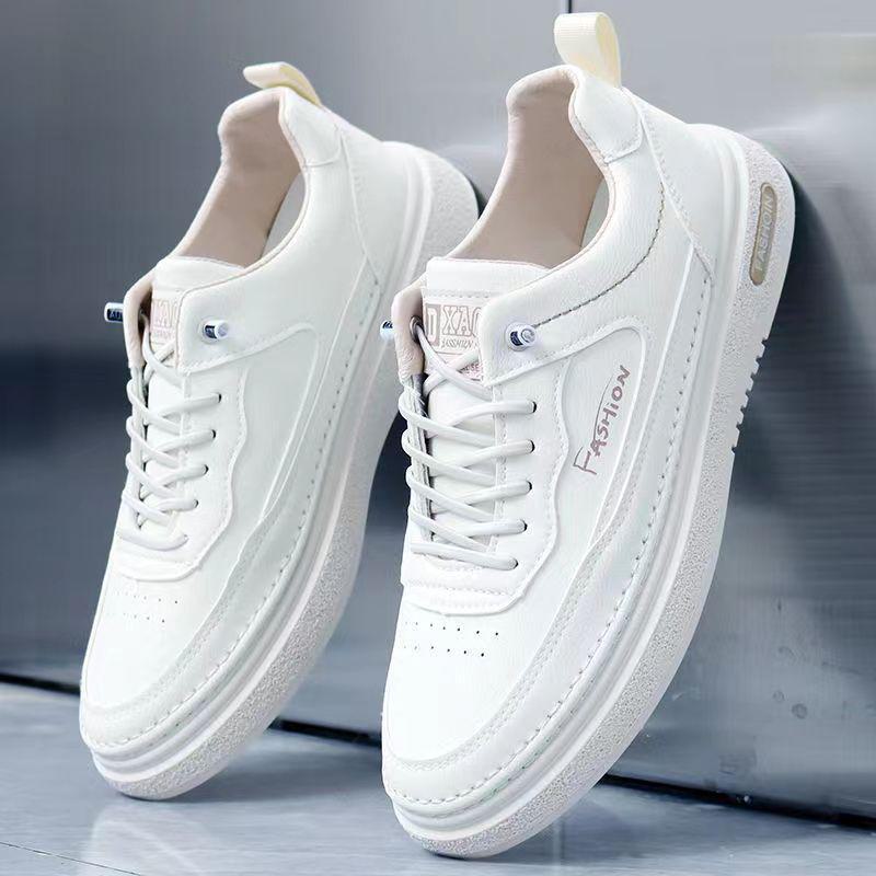 Men's White Plus Velvet Black Skateboard Shoes - Fashionable Autumn Casual Sneakers
