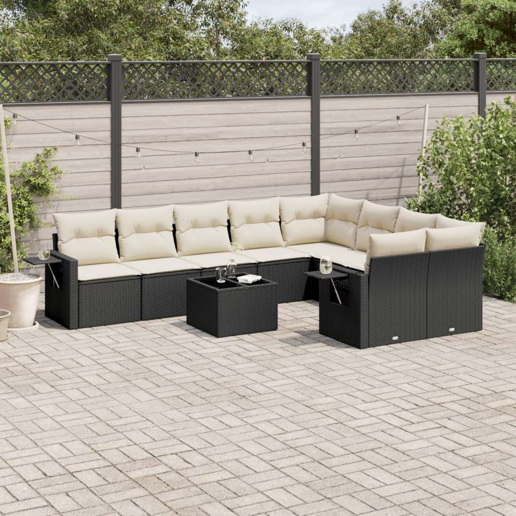 Vidaxl 10-Cz. Set da Giardino, Cuscini Rattan Nero Pe