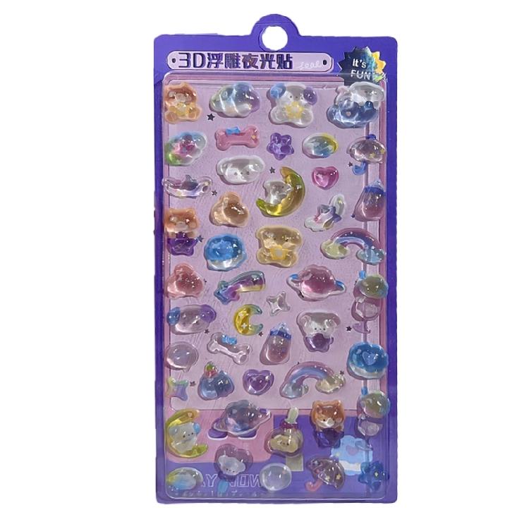 Illuminated Adhesive Sticker Cartoon Embossed Sticker For Kid Room Bedroom Wall Decoration And School Craft Projects 1