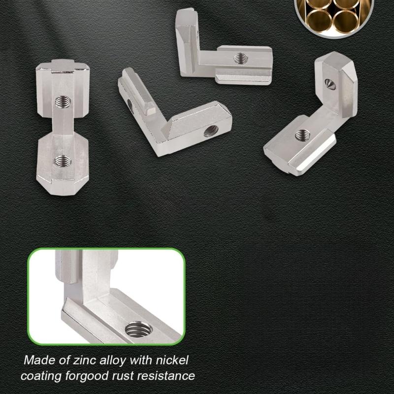 10Pieces Sturdy Stainless Steel L Shaped Brackets for 8mm Slot Aluminum Frame Right Angles Connection Daily Use