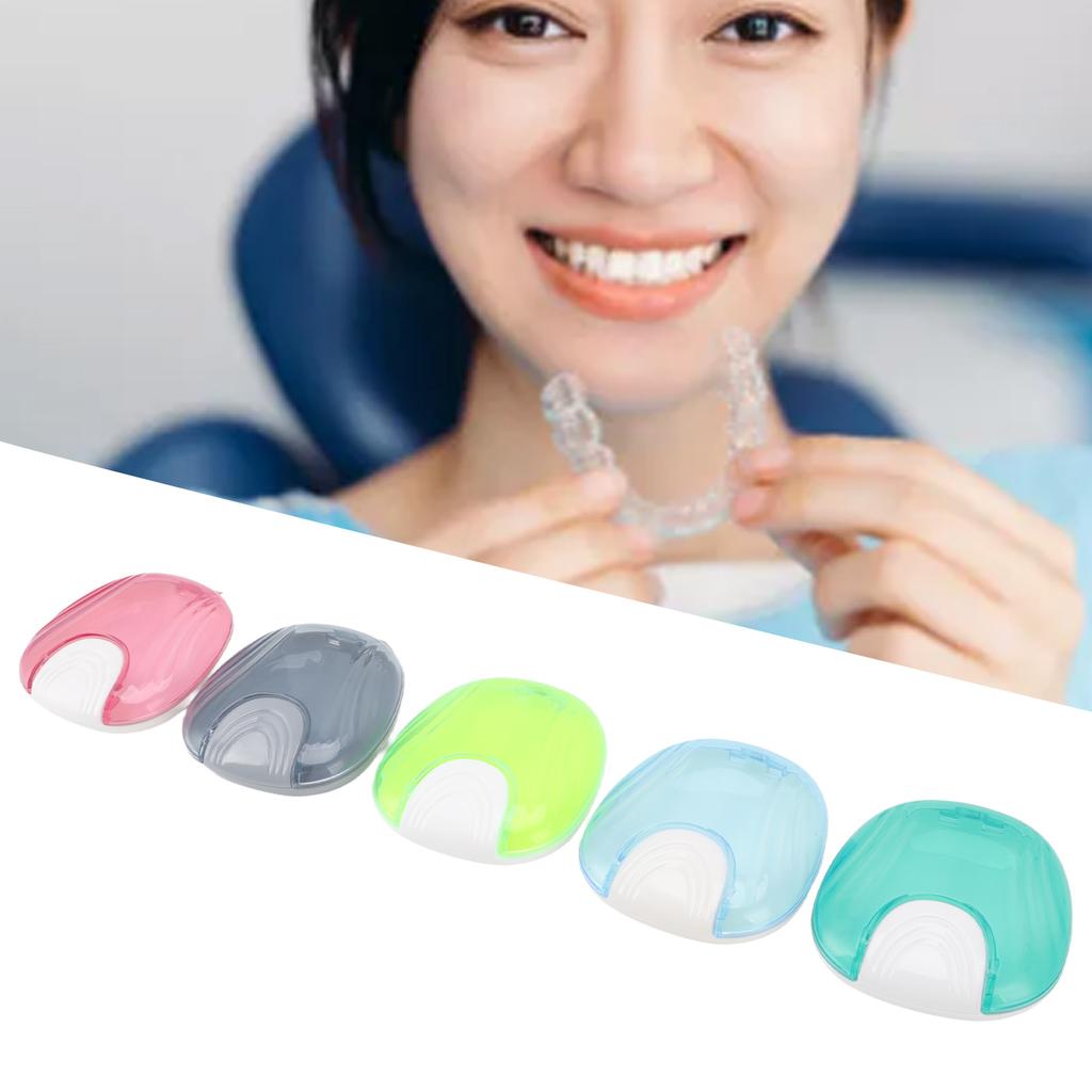 5pcs Orthodontic Retainer Case Adult Travel Portable Denture Mouth Guard Storage Box for Home Office