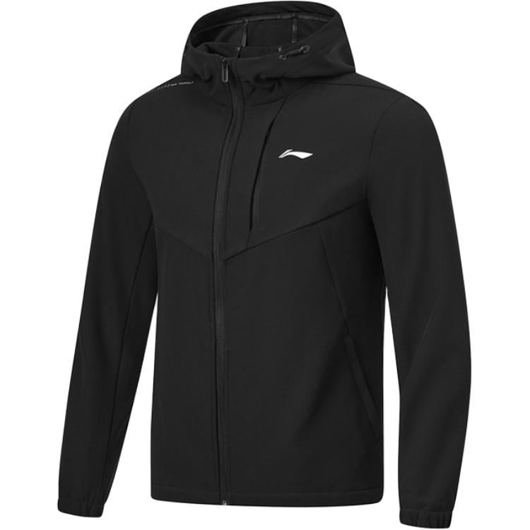 

Li Ning Fitness Series Solid Color Zipper Hooded Comfortable Fleece Warm Sports Windbreaker Men outerwear Black AFDT787-1 L