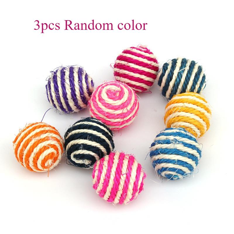 

3pcs/5pcs Cats Sounding Ball Interactive Handmade Sisal Cat Scratching Ball Make Sounds Cat Toy Home Kitten Ball Toys