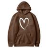 Oversized Fleece Lined Sweatshirt Women Long Sleeve Hoodies Fall Pullover Top with Pocket Heart Print Drawstring