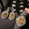Kanariengelber Turmal Krone Wassertropfen Edelstein Halskette, Sotheby'S, 18 Karat Vergoldet, Dämmerungsgelber Schneeflocken Zirkon Ohrringe