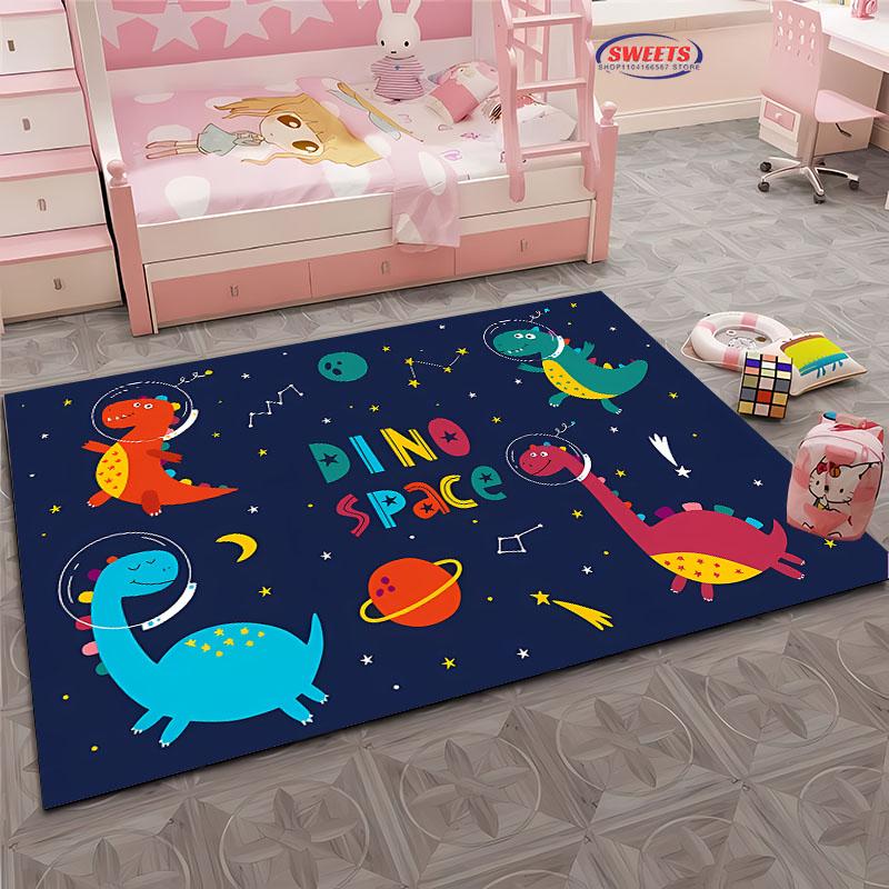 Cartoon Dinosaur Space Carpet for Living Room Cartoon Childrens Bedroom Rug Sofa Doormat Kitchen Floor Mat Anti-slip Decor Gifts
