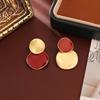 Elegant Ankola Red Enamel Drop Earrings: Asymmetrical, Color Block Jewelry for Autumn/Winter Fashion