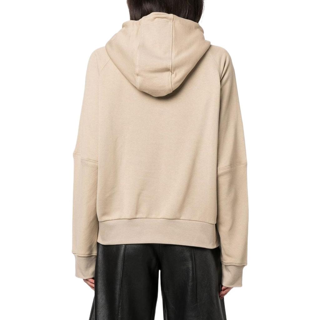 Y-3 Buchstabenlogo Bedrucktes Kapuzen-Langarm-Sweatshirt Damen-Sweatshirt Beige HT4728