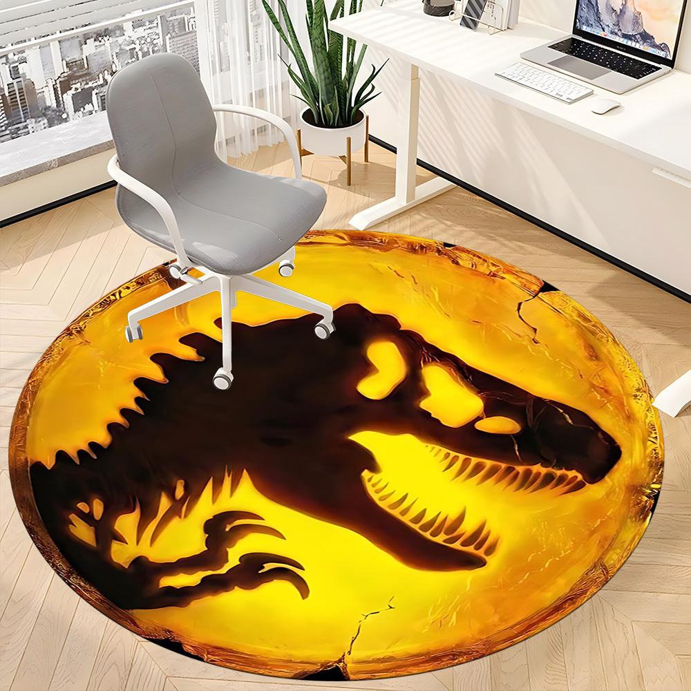 1PC Dinosaur Fossil Office Round Rug, Non slip, Soft and Durable Office Rug for Interior Decoration, Perfect for Office