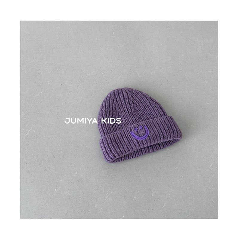 Children's Hats Autumn and Winter New Baby Knitted Pullover Hats for Boys and Girls Smiling Face Ear Protection Hats
