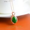 Hotan Jade S925 Silver Inlaid Jasper Egg Face Pendant for Women