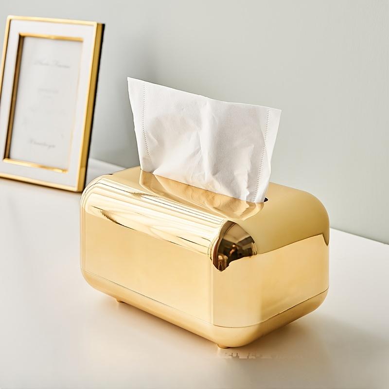 1pc Bread-Shaped Tissue Box Holder - Electroplated Bathroom Organizer for Tissues/Wet Wipes,Golden & silvery, Home Decor Storage