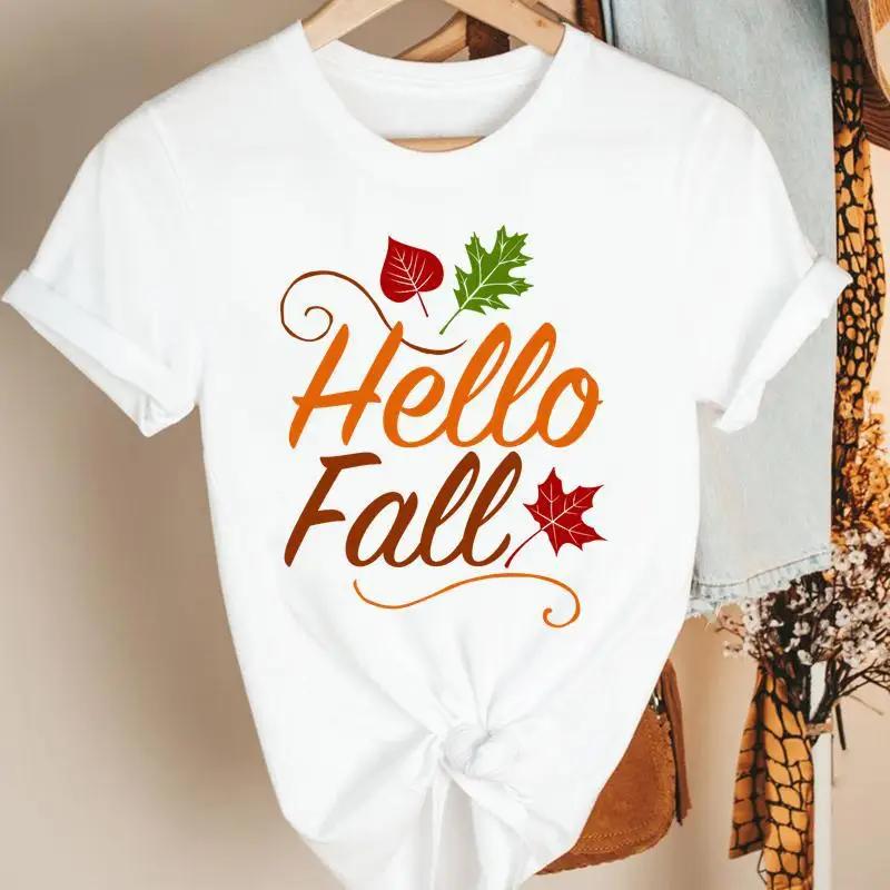 Fashion Womens Pumpkin Spice Coffee Thanksgiving Halloween Casual Crew Neck Short Sleeve Tshirt Women T Shirt