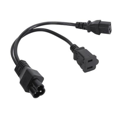 Napájecí kabel 30cm Tvar Y IEC320 C6 Samec na C13 a Nema 1‑15R Samice Adaptérový kabel