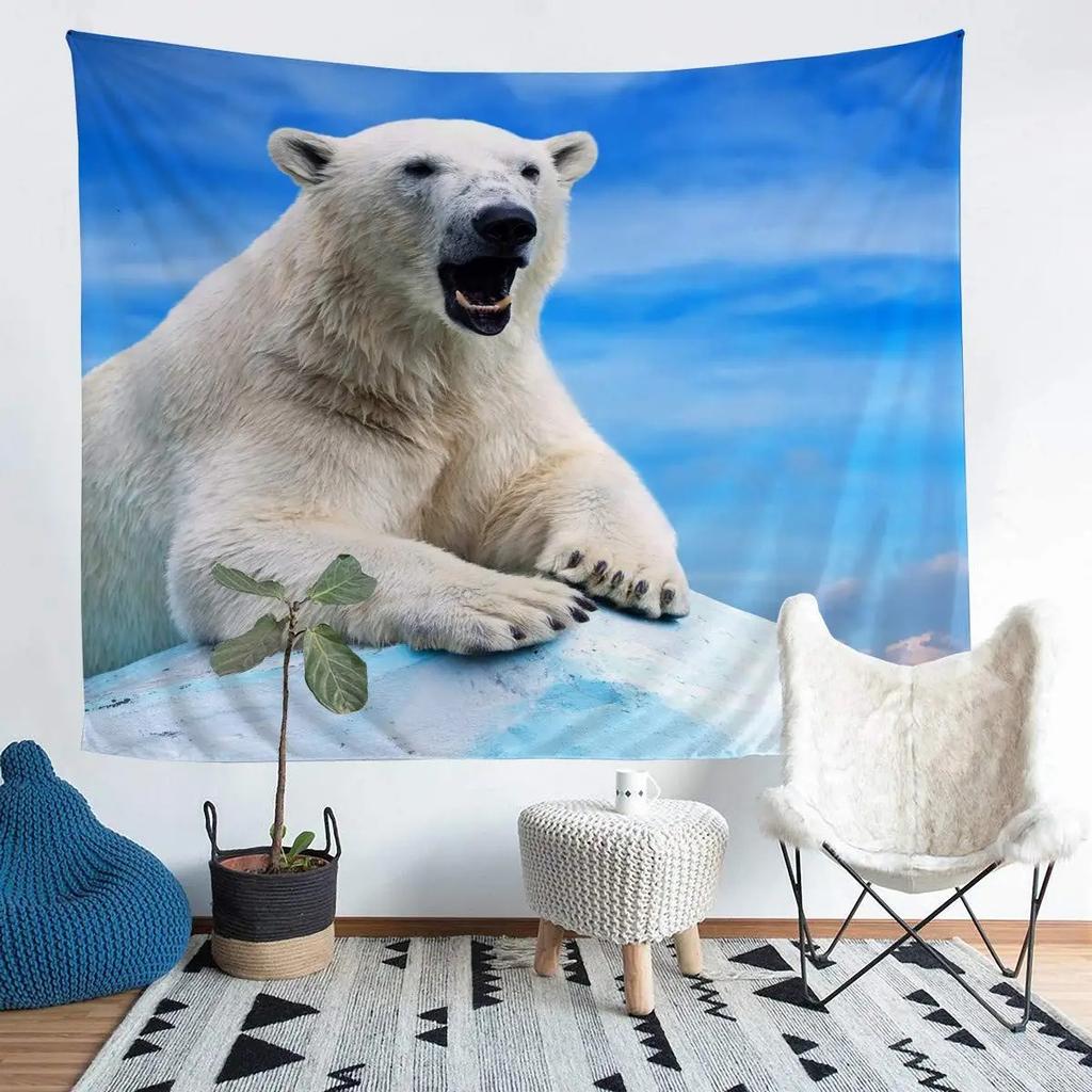 Polar Bear Pattern Background Cloth Office Living Room Tapestry Home Wall Decoration Tapestry