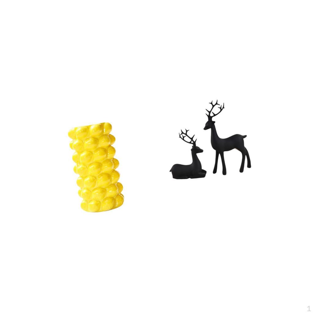 Porcelain Flower Vase And Statue Resin Reindeer Figurine Tabletop Ornament for Living Room Study