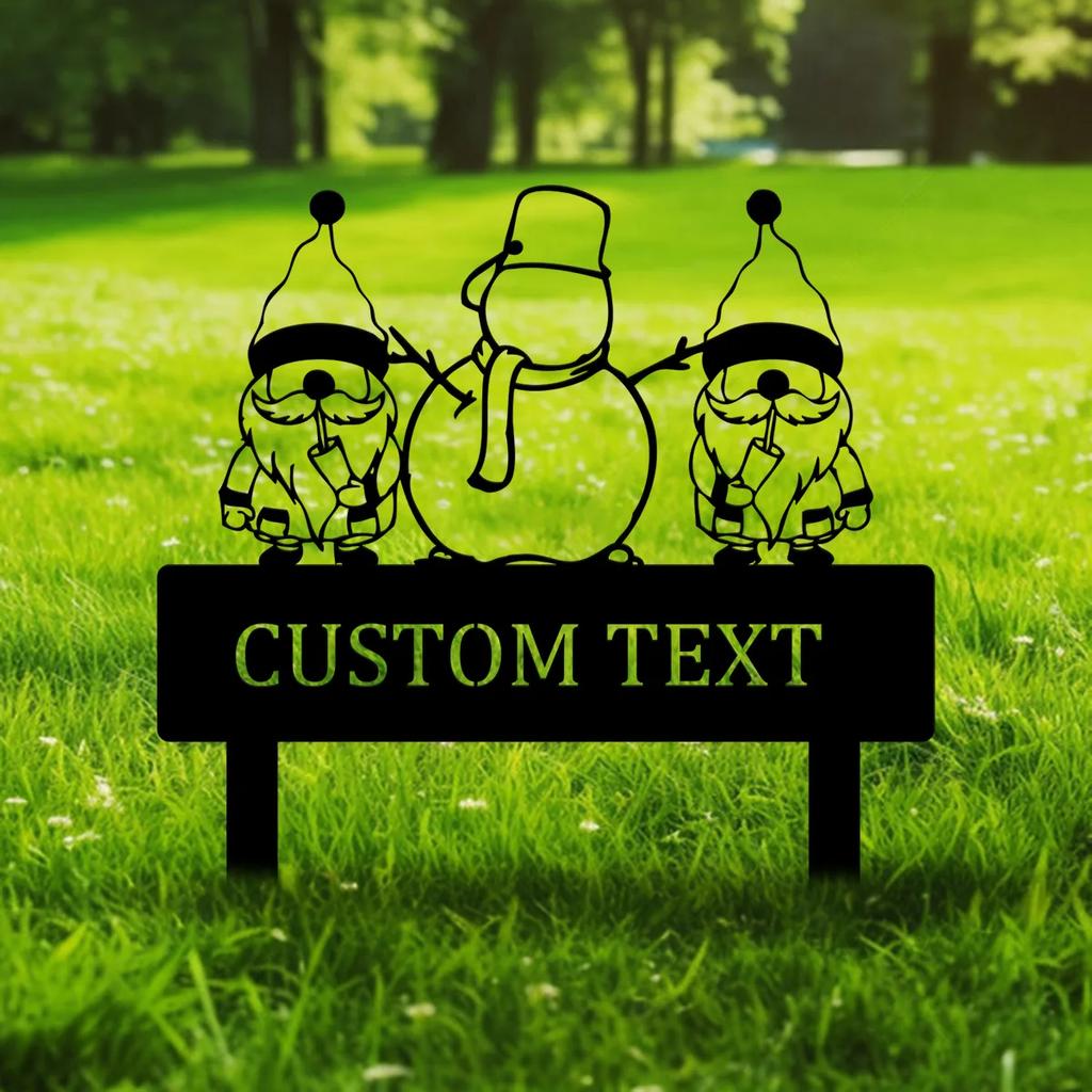 Personalized Santa Claus Metal Yard Sign, Garden Stake Outdoor Decor for Courtyard