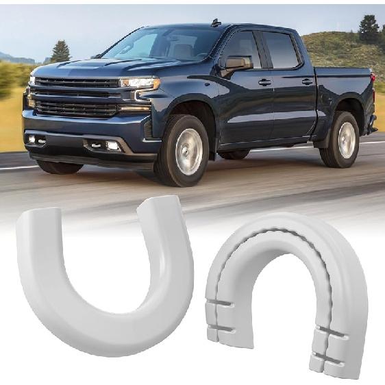 Длинные крышки буксировочных проушин для Silverado 1500 2007-2026/GMC Sierra 1500 2007-, крышки передних буксировочных проушин, совместимые с аксессуарами Chevrolet Silverado 1500 белый