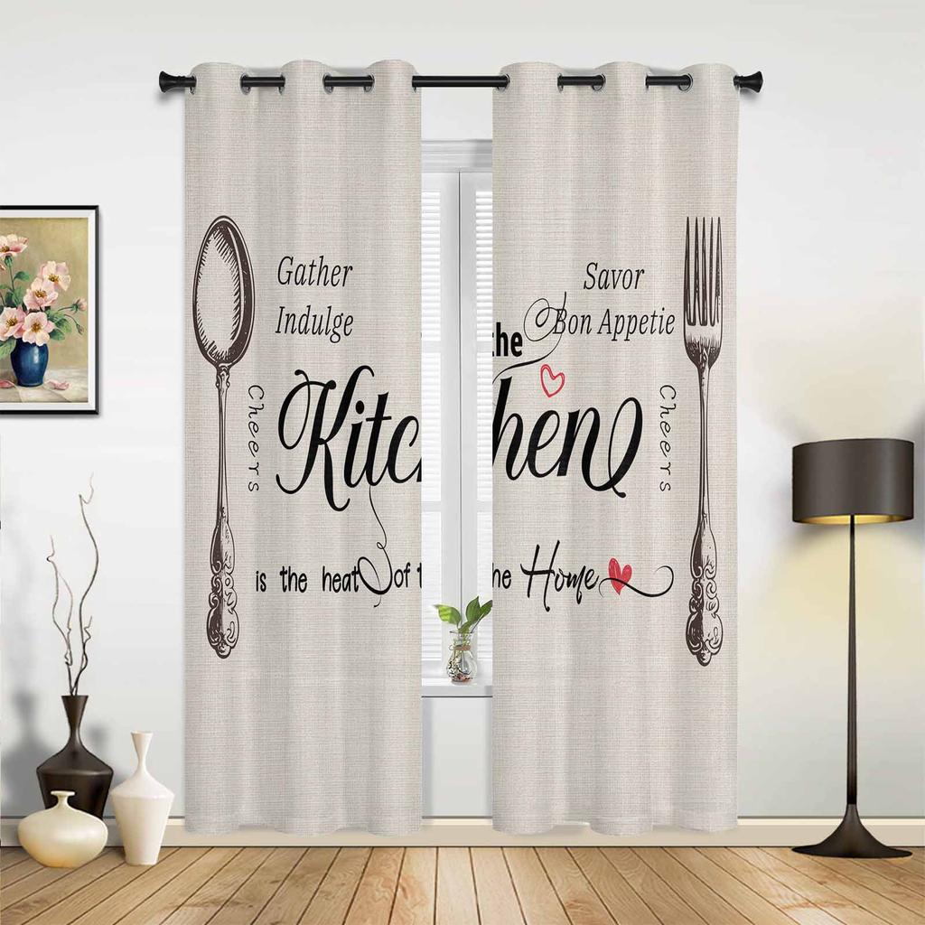 Kitchen Tool Spoon Window Curtains for Living Room Luxury Bedroom Curtain Kitchen Blinds Drapes Curtains