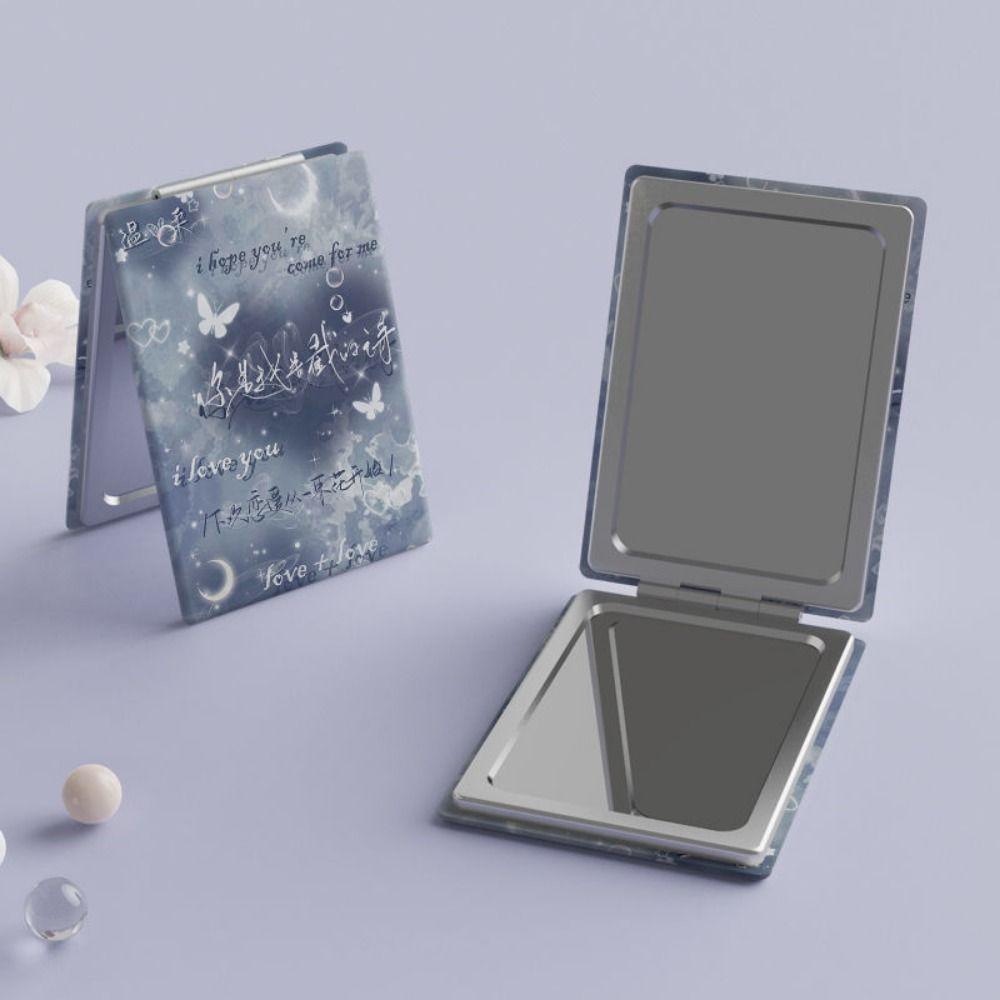 PU Folding Makeup Mirror Foldable Rectangle Pocket Mirror Foldable Cosmetic Mirror Vanity Tools
