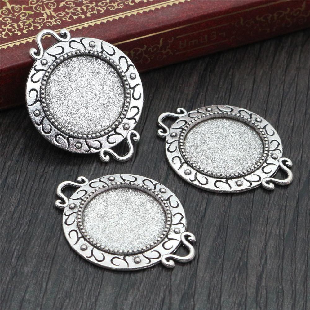 10pcs 18mm Inner Size Alloy Pendant Cabochons Blank Base Setting Bezel Tray DIY Jewelry Making Accessories Findings for Necklace