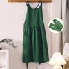 Japanese Korean Style Cotton Linen Apron with Custom Logo for Gardening, Cafe, and Kitchen Use