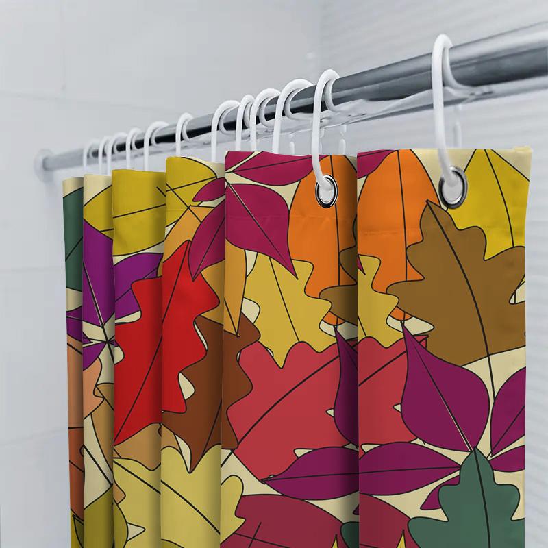 Colorful Autumn Leaves Shower Curtain Modern Bathroom Decor with 3D Printed Water Resistant Fabric Perfect for Fall Home Improve