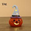 Cute Halloween Room Decoration Ceramic Tealight Holder, Lighted Ghost Pumpkin Figurine with Indoor Party Atmosphere Lamp Witch Hat, Tiered Tray