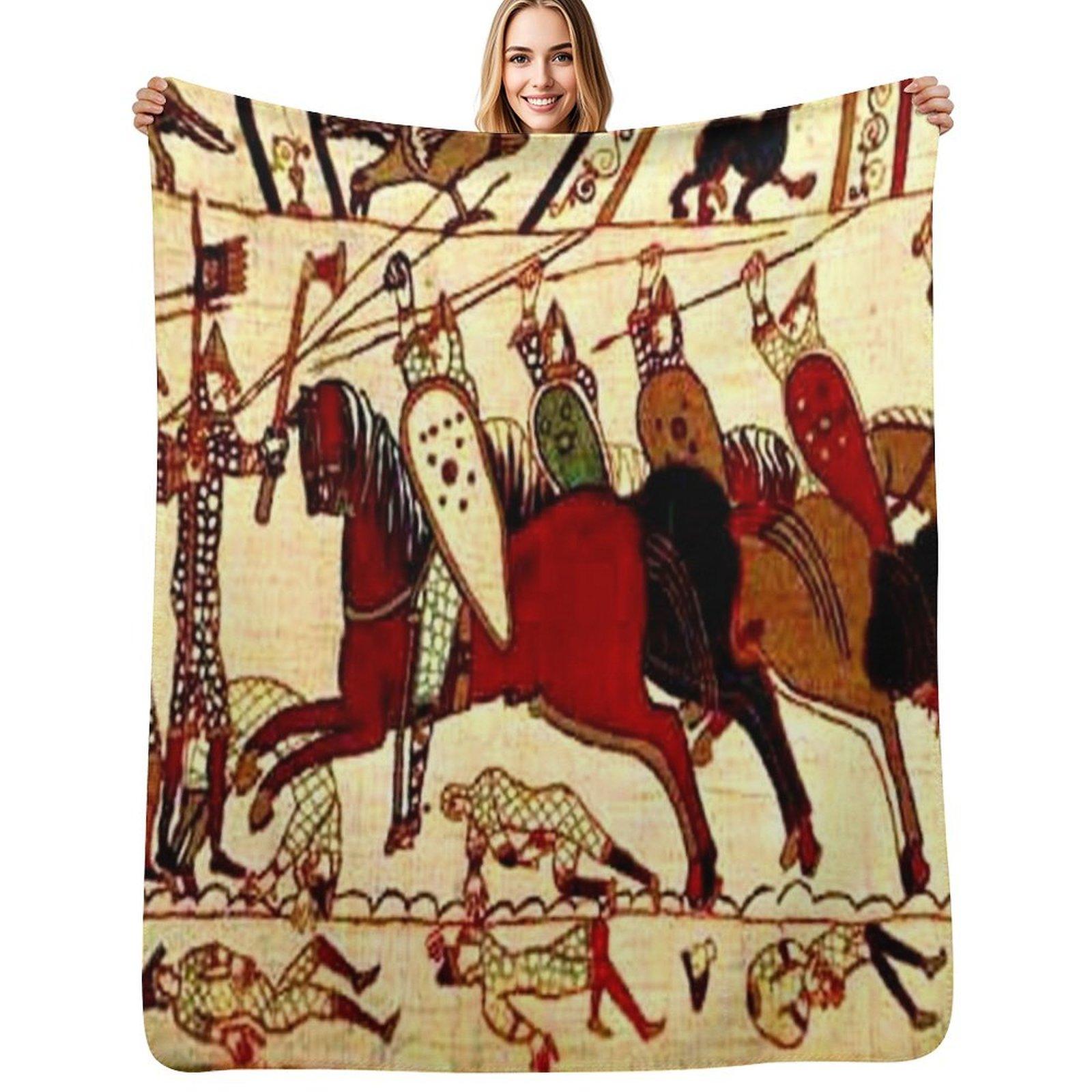 Happy Adults Toys Unisex White Battle Of Hasting Bayeux Scene Throw Blanket All Weather Soft Throw Blanket For Sofa