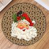 Cartoon Vintage Leopard Santa Claus Round Carpet Mat Rug Christmas Gift Bag Holly Home Decoration Living Room Bedroom Party
