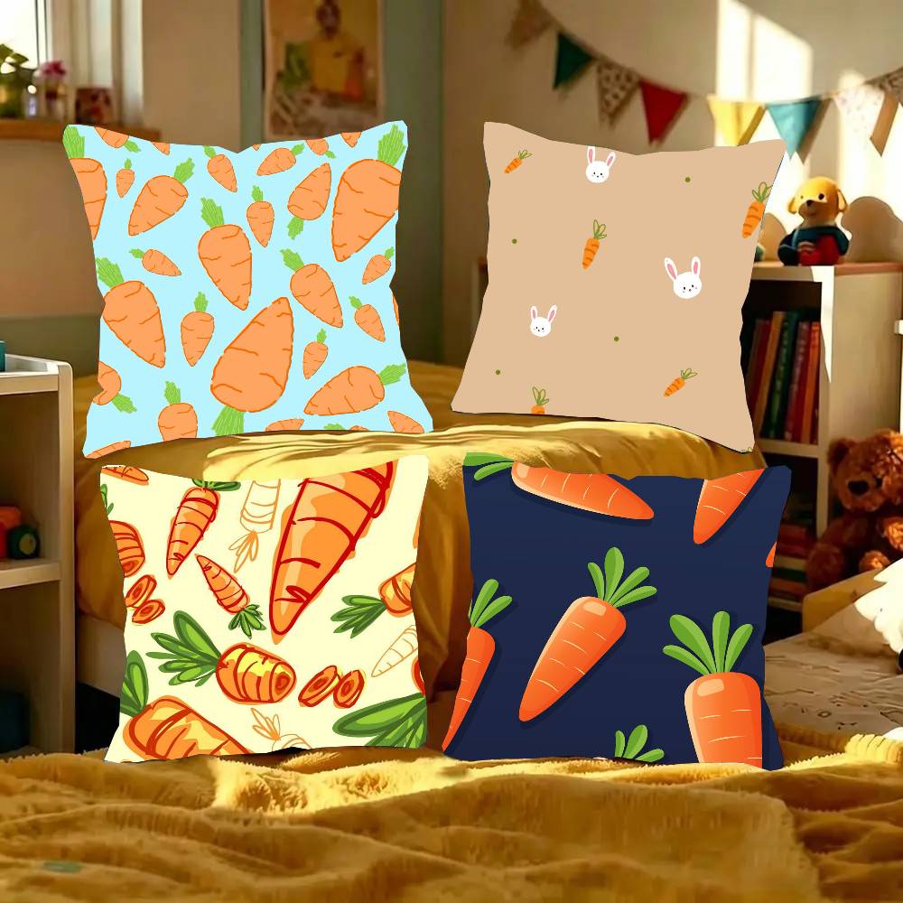 Interesting Carrot Abstraction Pillow Case Fashion Square Pillowcase Bedroom Sofa Room Ins Decoration Leisure