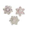 Copper-Plated Silver Rotating Snowflake Zircon Bead Brooch for DIY Necklace Accessories