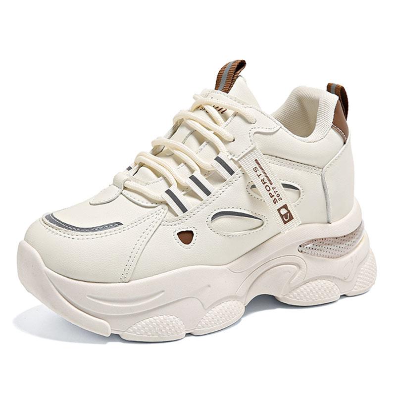 

Осенние женские туфли на платформе из вулканизированной стали 2024 года, противоударные кроссовки на воздушной подушке, женские повседневные кроссовки с толстой подошвой и нескользящей подошвой 35 бежевый