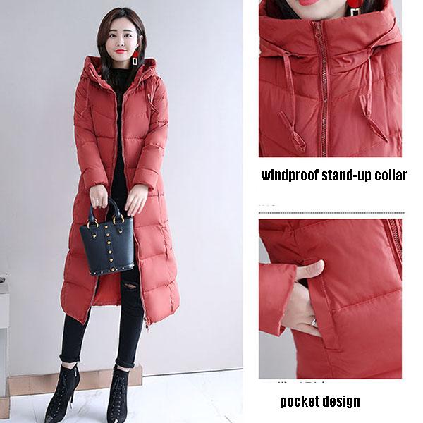 Parka pentru femei, toamnă iarnă, îngroșă, haină caldă cu glugă, pentru femei, pentru slăbire, lungă, căptușită, cu îmbrăcăminte exterioară de buzunar