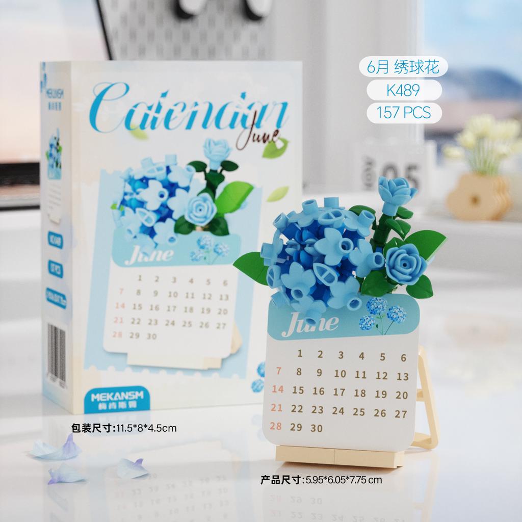 Kreativer Kalender Blumen Bausteine Mikrosteine Lernspielzeug Für Kinder Geschenke Schreibtisch Dekoration
