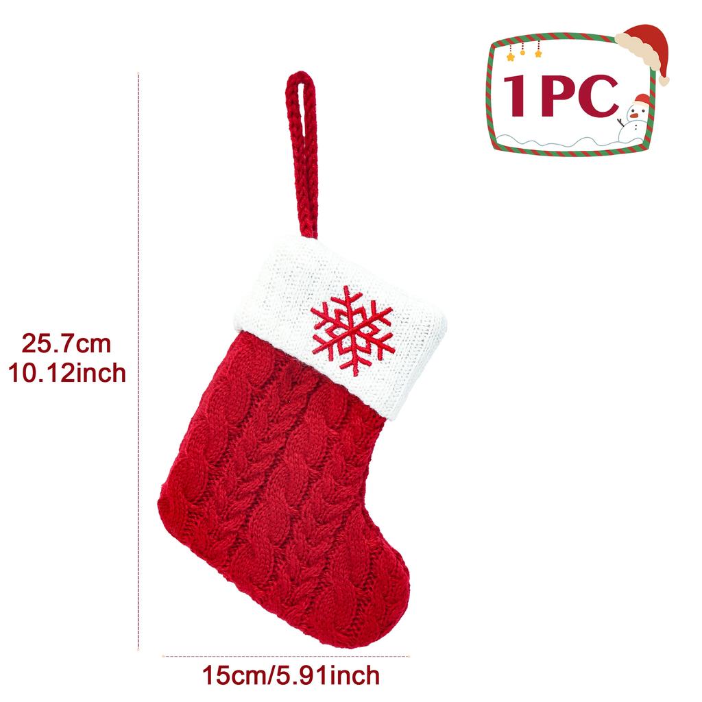 Christmas Socks Knitting Snowflake Letter Stocking Christmas Decoration 2025 For Home Xmas Tree Ornament Gift Navidad Natal 2026