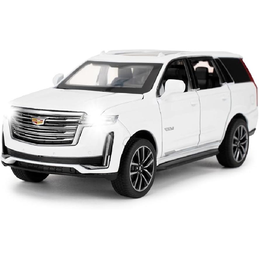1:32 Scale Car Model Compatible for Collectible Escalade SUV Diecast Toy Vehicle, Zinc Alloy Pull Back Toy Car with Sound and Light for Adult Boys белый