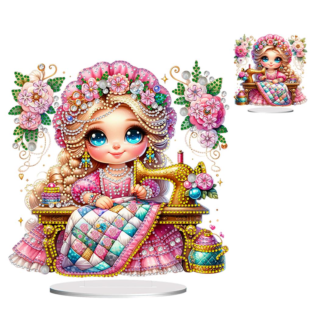 2D Flachdruck Mädchen DIY Doppelseitig Bedruckt Einseitig Bohrer Diamantmalerei Schreibtischdekorationen für Zuhause Büro Schreibtischdekor